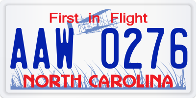 NC license plate AAW0276