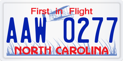 NC license plate AAW0277