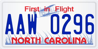 NC license plate AAW0296