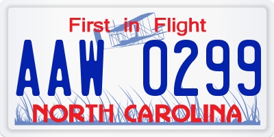 NC license plate AAW0299