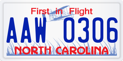 NC license plate AAW0306