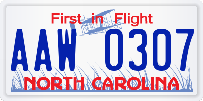 NC license plate AAW0307