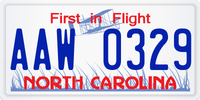 NC license plate AAW0329