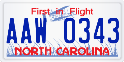NC license plate AAW0343