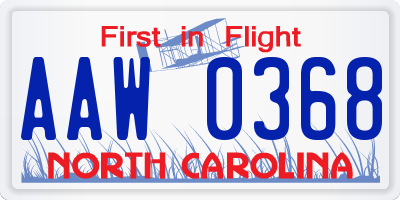 NC license plate AAW0368