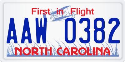 NC license plate AAW0382