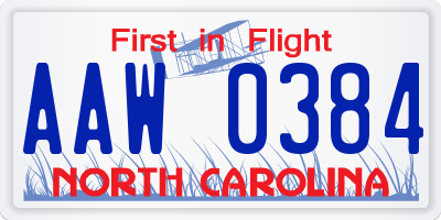 NC license plate AAW0384