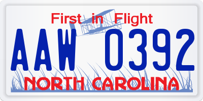 NC license plate AAW0392
