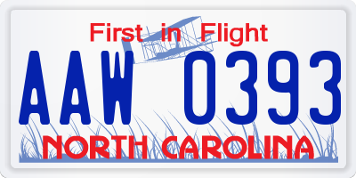NC license plate AAW0393