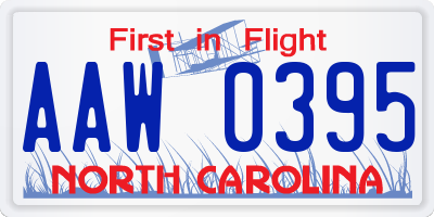 NC license plate AAW0395