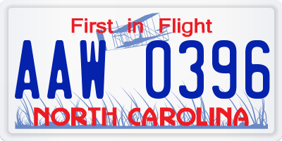 NC license plate AAW0396