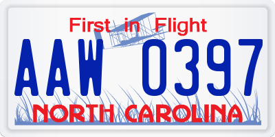 NC license plate AAW0397