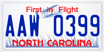 NC license plate AAW0399
