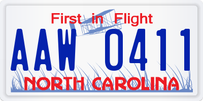 NC license plate AAW0411