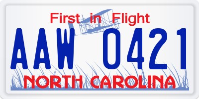 NC license plate AAW0421