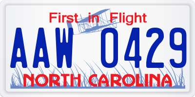 NC license plate AAW0429