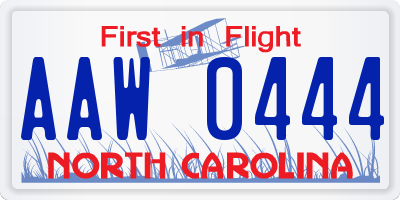 NC license plate AAW0444