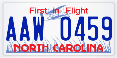 NC license plate AAW0459