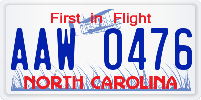 NC license plate AAW0476
