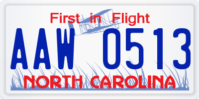 NC license plate AAW0513
