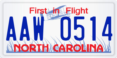 NC license plate AAW0514
