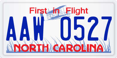 NC license plate AAW0527