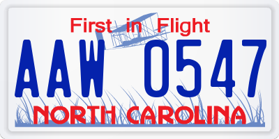 NC license plate AAW0547
