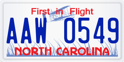NC license plate AAW0549