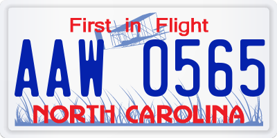 NC license plate AAW0565