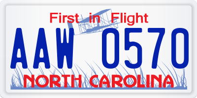 NC license plate AAW0570