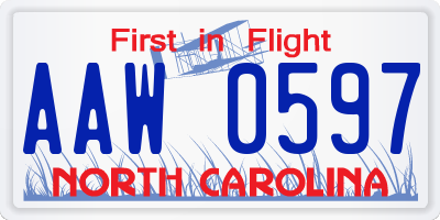 NC license plate AAW0597