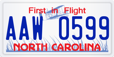 NC license plate AAW0599