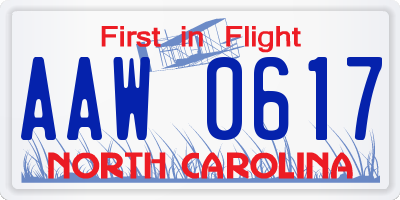 NC license plate AAW0617