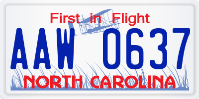 NC license plate AAW0637