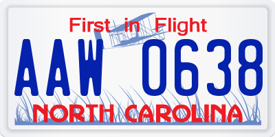 NC license plate AAW0638