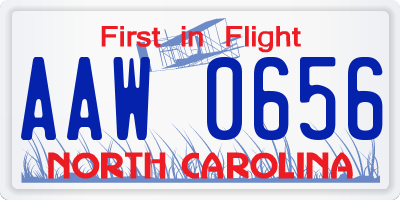 NC license plate AAW0656