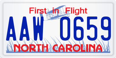 NC license plate AAW0659