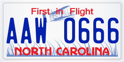 NC license plate AAW0666