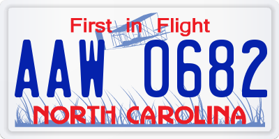 NC license plate AAW0682