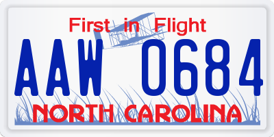 NC license plate AAW0684