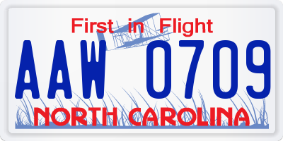 NC license plate AAW0709