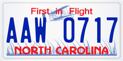 NC license plate AAW0717