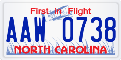 NC license plate AAW0738