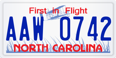NC license plate AAW0742
