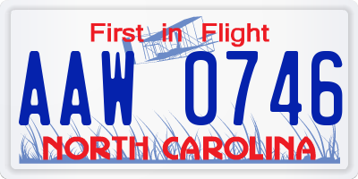 NC license plate AAW0746