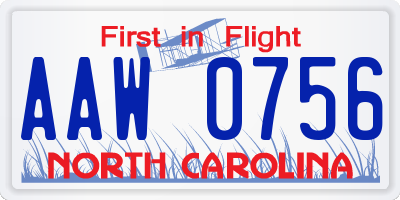 NC license plate AAW0756