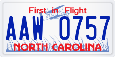 NC license plate AAW0757