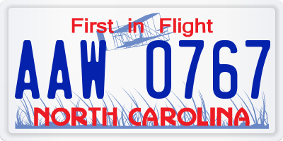 NC license plate AAW0767