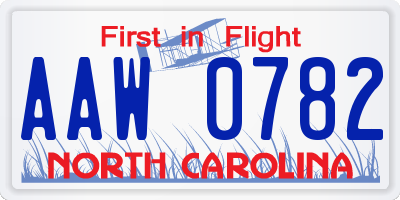 NC license plate AAW0782