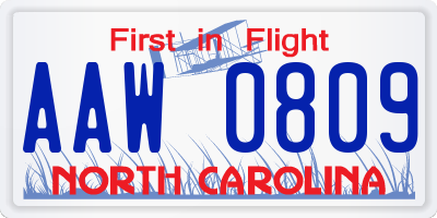 NC license plate AAW0809